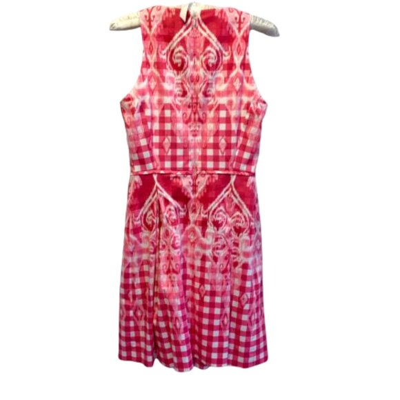 NEW Tahari ASL Dress BarbieCore Gingham Cotton Pink White Lined Size 2 Petite 2P - Picture 5 of 16